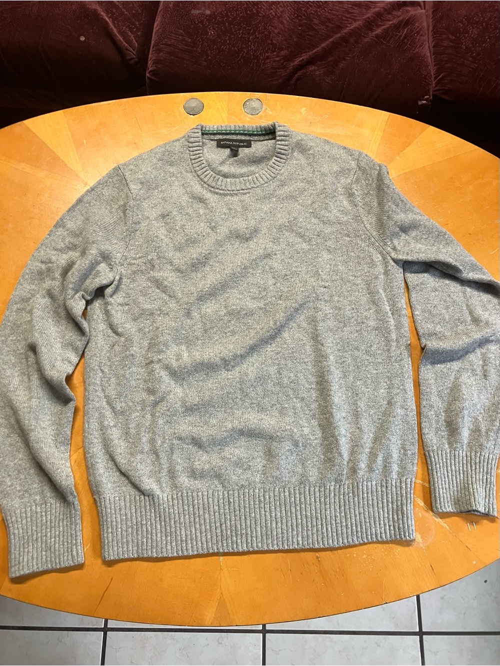 Banana Republic Grey Crewneck Knit Sweater Mens Small